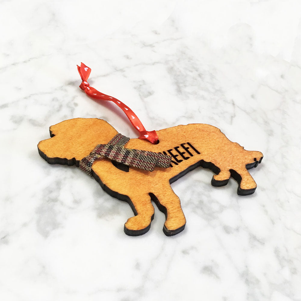 Custom Cut Wooden Dog Ornament (with Scarf)