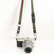 Stripe Camera Strap - Red, White, Green (Black Ends)